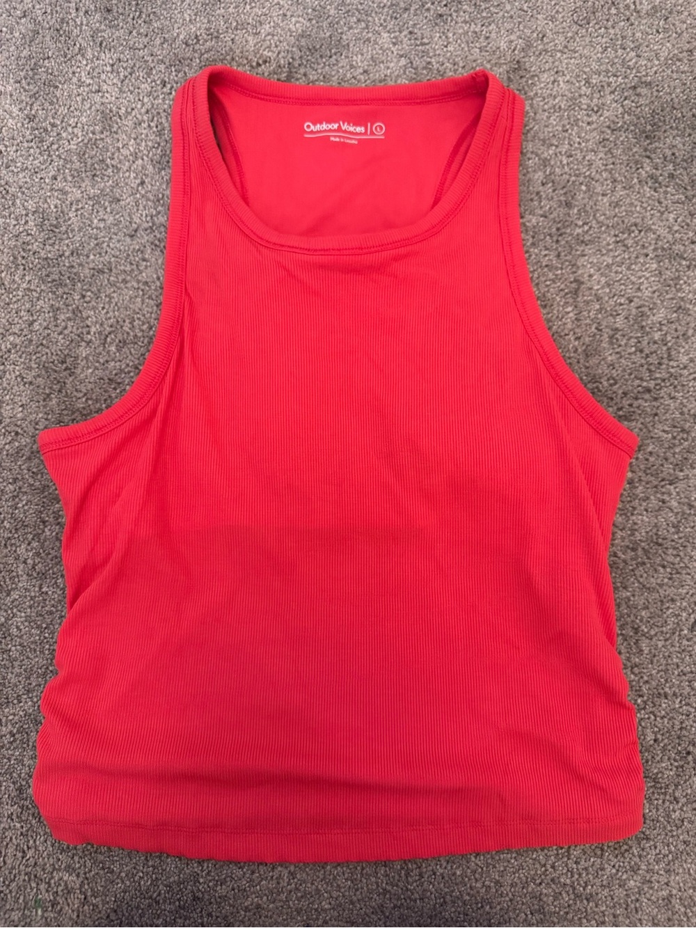 Outdoor Voices Coral-pink Ribbed Tank Top